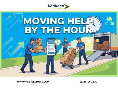 Professional movers providing moving help by the hour for loading and unloading boxes.
